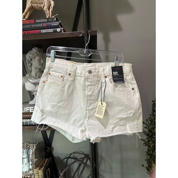 Levi’s Strauss 501 Original Fit High Rise The Clean Finish-White Size 29 - Picture 3 of 8